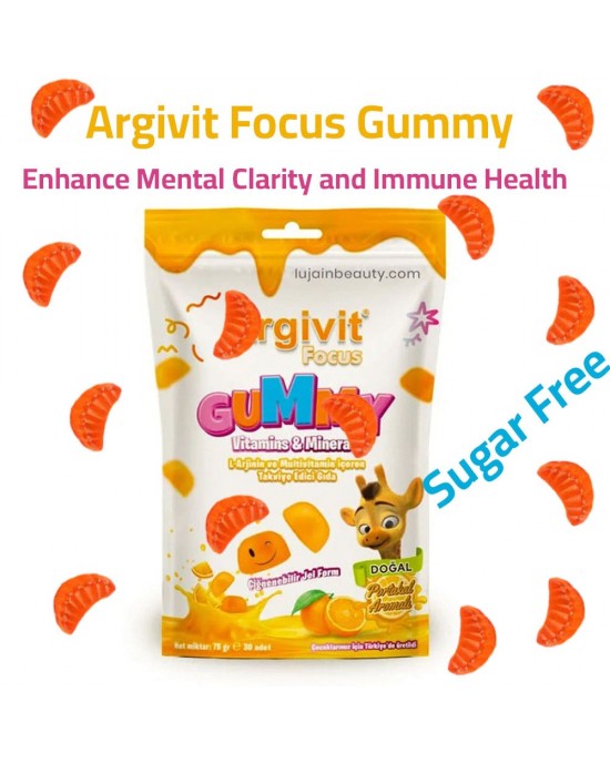 Argivit Focus Gummy - Cognitive Support with L-Arginine, Vitamins, and Minerals - Enhance Mental Clarity and Immune Health
