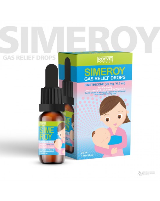 SIMEROY Baby Gas Relief Drops, Baby Sleep Aid, Fast Acting Colic Solution, Simethicone, Fennel and Dill Formula, 30 ml