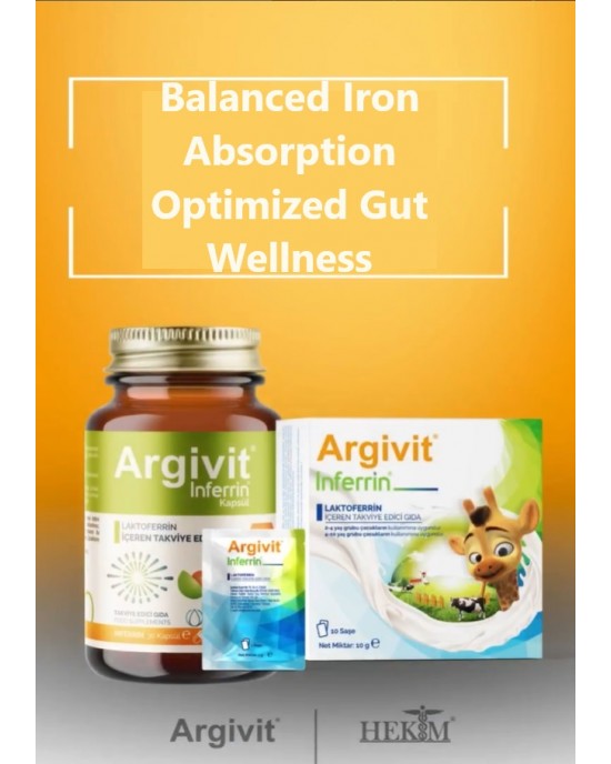 Argivit Inferrin: Iron-Boosting Lactoferrin Supplement for Immune, Gut Health & Iron Regulation 10 Sachets 100 gr
