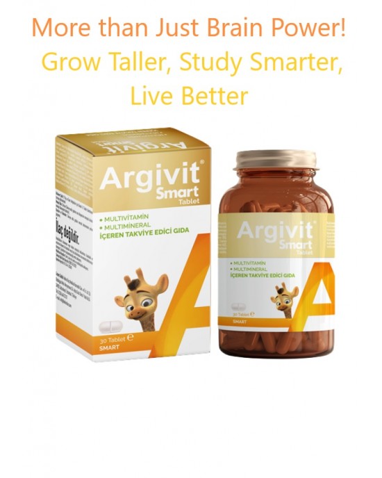 Argivit Smart – Advanced Academic Focus & Memory Tablets for Adolescents &Teenagers – Essential Multivitamin Boost with Cognitive Enhancers - 30 Tabs