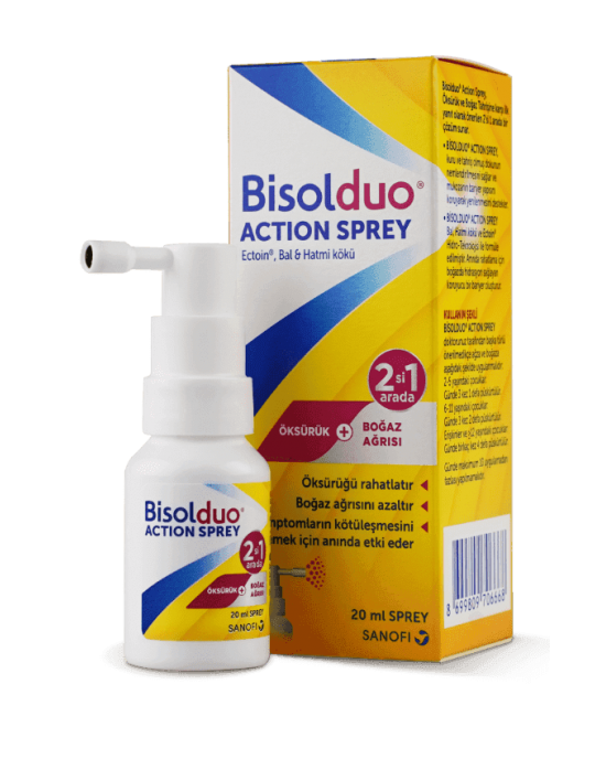 Bisolduo® ACTION SPRAY Natural Cough Spray Immediate relief from dry cough and sore throat 20 ml